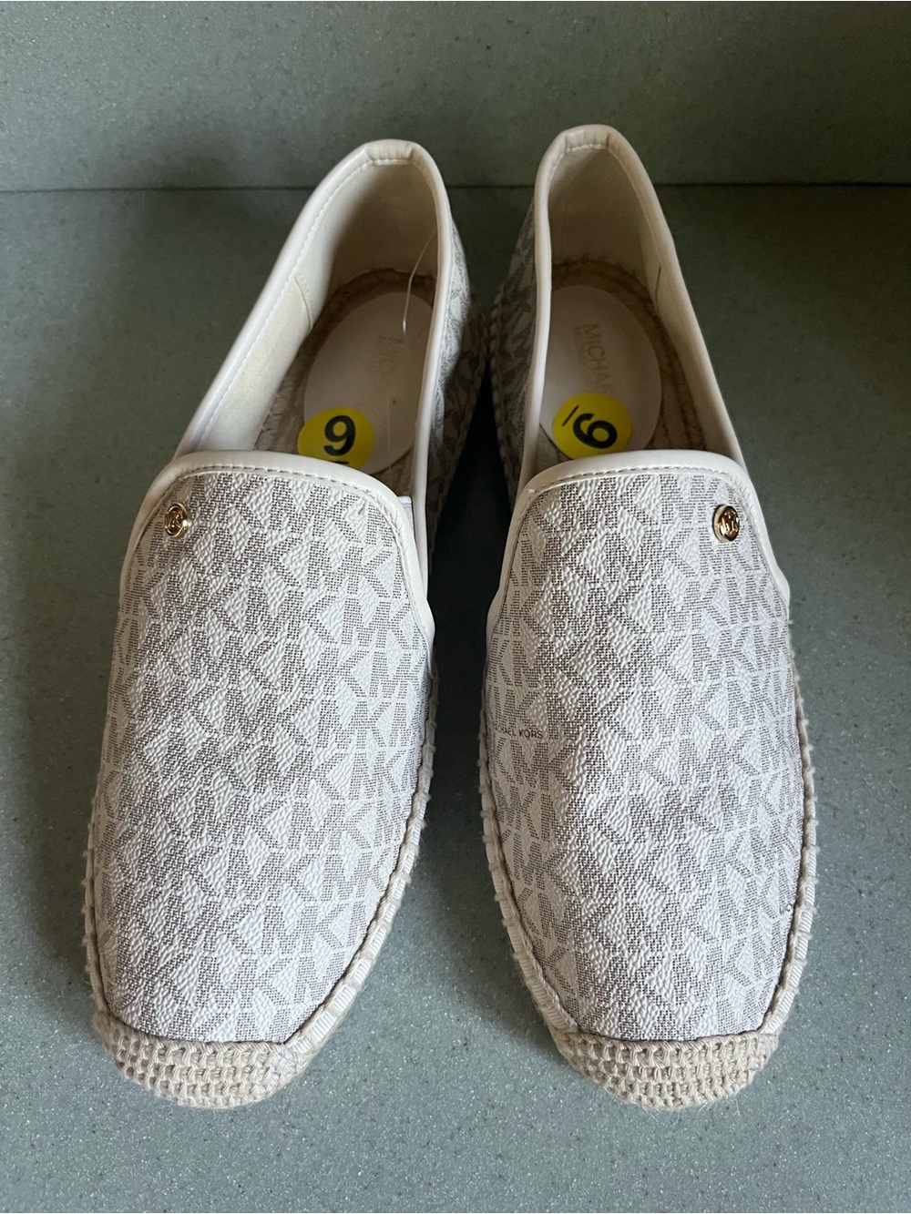 Michael Kors Cream Logo Espadrille Slip-Ons Sz 9 New